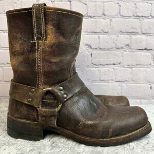 Frye Men's Weathered Brown Harness Boots Size 10M Distressed Worn Riding